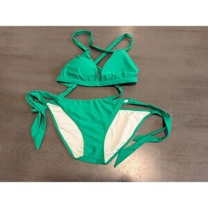 green side tie ZERACA wo piece swimsuit bikini size medium